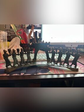 1950s Menorah Brass Made in Israel Judaica Hanukkah